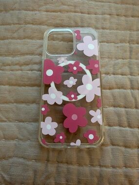 Floral Pink Clear Phone Case with Ring Grip